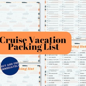 Effortless Cruise Packing Checklist, instant download, Printable, PDF, Editable Checklist for Google Docs, Vacation, Beach, GoodNotes