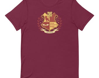 Camiseta unisex con el emblema de la Casa del León del equipo Seeker, Wizard World, valentía, determinación y coraje.