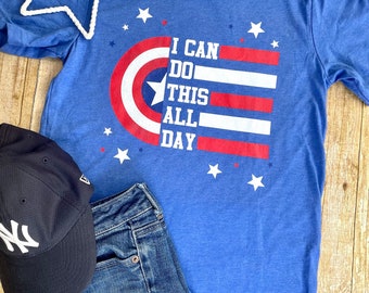 Camiseta unisex Capitán América rojo, blanco y azul