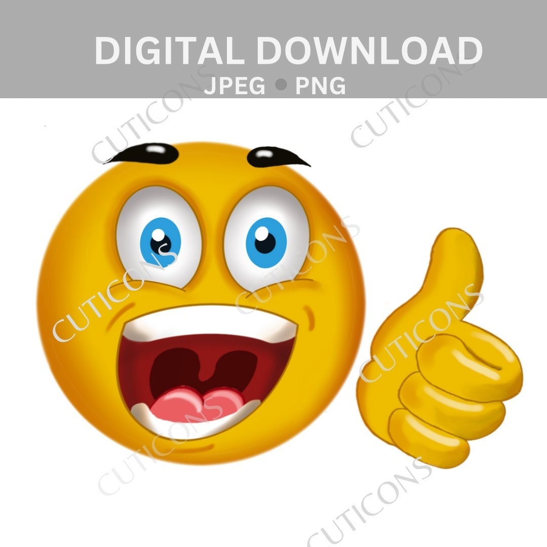 Duim omhoog emoji, downloaden, png-bestand, jpeg-bestand, afdrukbaar,  schattig, cuticon, kaartontwerp, bekerontwerp, t-shirtontwerp, Duim omhoog  - Etsy België, image size:1080x1080