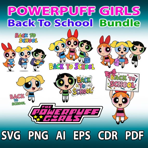 Powerpuff Girls Stickers: 6-color SVG, PNG, PDF Bundle (digital