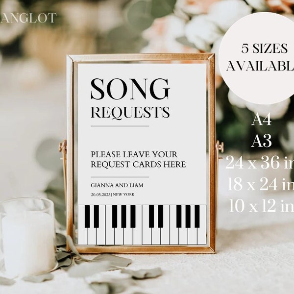 Personalized Song Requests sign for Wedding Game Template Modern Wedding Sign Funny Wedding game ideas Song Request card Music request sign