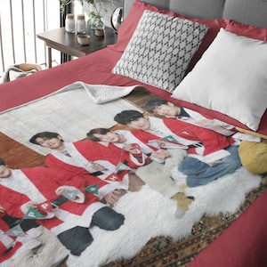 Bts Army blanket Christmas Custom K-pop Personalized BTS OT7 K-pop gift BTS fleece blanket BTS member photo blanket Kpop merch Christmas Bts
