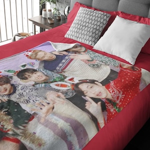 BTS Christmas Blanket, Personalized Merch Christmas BTS Blanket, Custom Gift for Army KPop Fans, K-Pop Merch, BTS Butter holiday remix merch