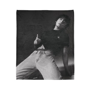 Jungkook Photo Blanket, Jeon Jungkook Personalized Merch, Velveteen Blanket, Custom Gift for Army KPop Fans K-Pop Merch Fun Gift JK Cute BTS