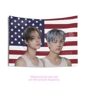 Enhypen Niki Jay Park Flag Banner, Niki Enhypen Kpop American Flag, Tapestry Enhypen Kpop Merch Wall Decor, Gift for Engene, Kpop Jay Park