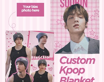Custom Kpop Blanket, Custom Kpop Bias Blanket, Kpop Custom Blanket, Txt, Enhypen, Kpop Personalized Merch, BTS, Stray Kids Ateez, Kpop Gift
