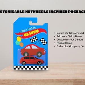 Printable Hot Wheels-Inspired Toy Car Packaging – Custom Digital Design for Kids’ Birthday Party Favors