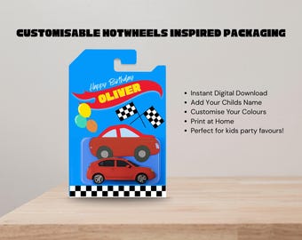 Printable Hot Wheels-Inspired Toy Car Packaging – Custom Digital Design for Kids’ Birthday Party Favors