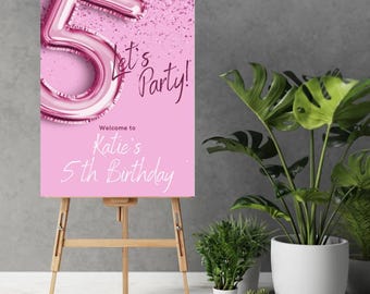 Poster Decorativo Per 5° Compleanno Ragazza – Striscione Rosa Oro Con Scritta 'Alles Gute' – 120x80 Cm – Vinile Resistente