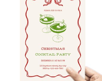 Vintage Christmas Party Invitation Template Customisable Holiday Invite ...