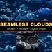 Seamless Clouds Digital Paper, Cloud Background, Repeating Pattern ...