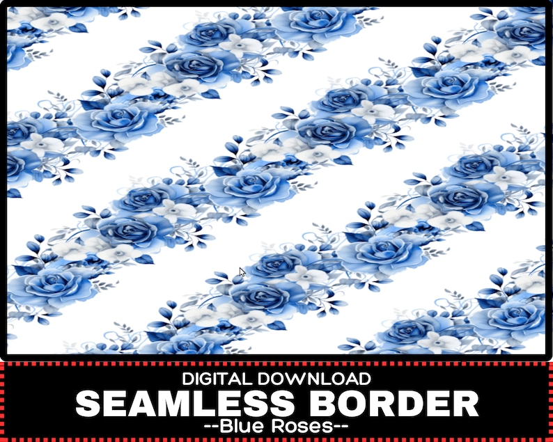 Blue Roses Floral Border | Wedding Invitation Clipart (digital Download ...