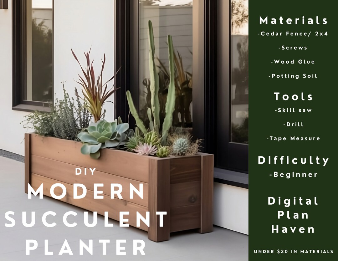 DIY Planter Modern Succulent Planter Box Raised Garden Home Decor ...