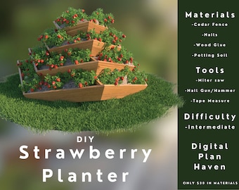 Strawberry Planter for your Garden DIY Woodworking Project Plans Digital Download, Easy to Build, PDF