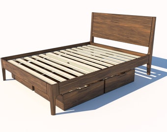 DIY Mid Century Modern Queen Bed Frame Plans: Customizable