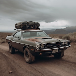 1970s Muscle Car art, Lifted Car, Rusty Car, Car in the Desert, Offroading, digital download