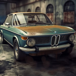 1970s BMW 2002, vintage BMW, vintage car,  man cave, wall art, PNG, digital file