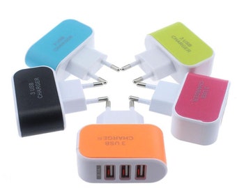 3.1A Triple USB Port Wall Home Travel AC Charger Adapter EU Plug Mobile Phone Charger