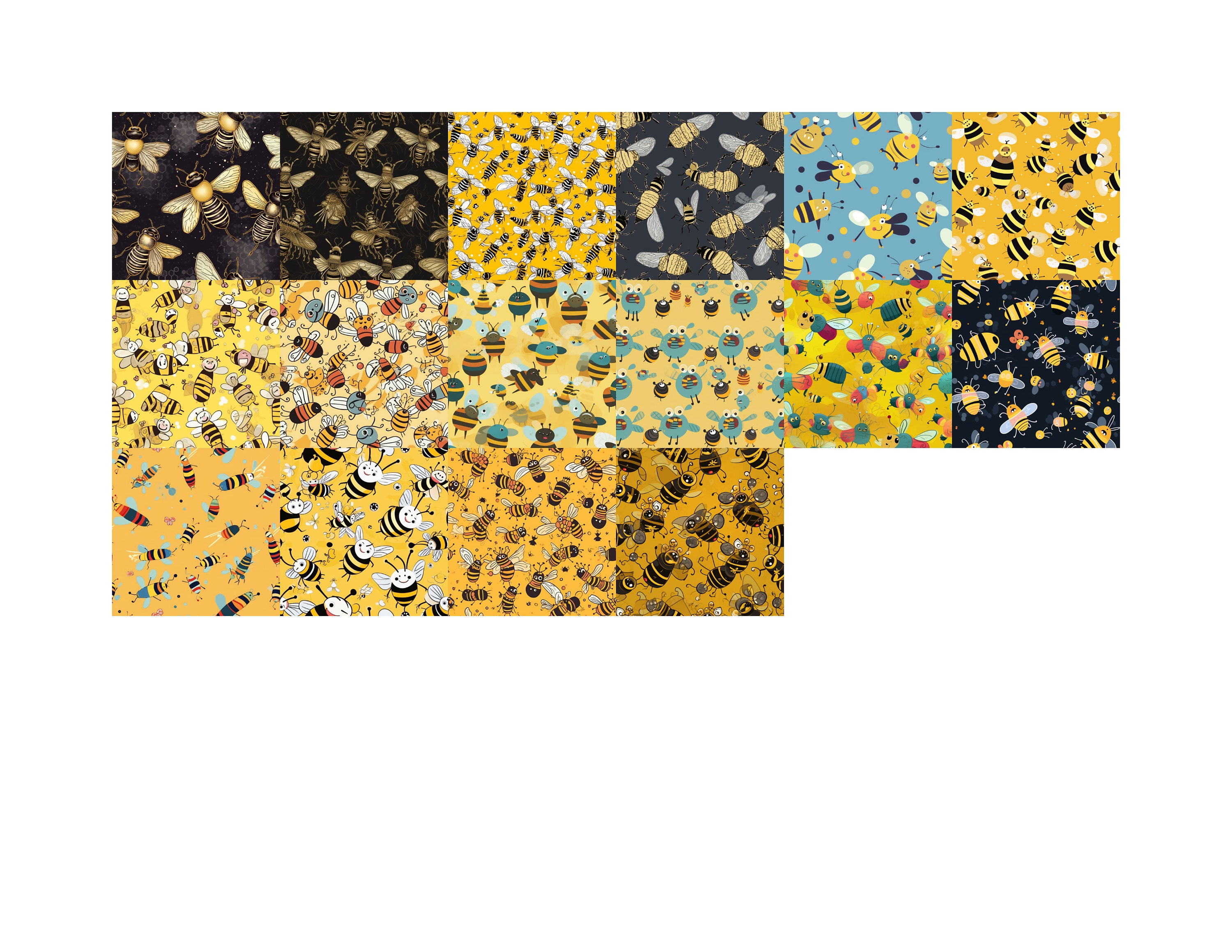 Seamless Bee Tile Patterns. 300dpi 12x12in Hi Res Jpeg - Etsy