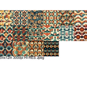 Seamless digital retro tile patterns.