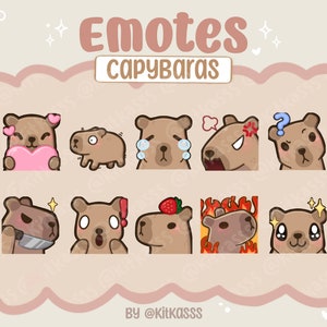 Capybara Twitch Emotes - Twitch/Discord Emotes - Cute Kawaii Capybara - Capybara Emotes - Streamer Emotes - Capybara - Capybara Cartoon