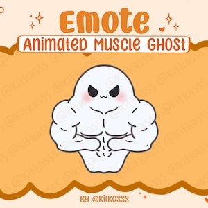Animated Muscle Ghost Emote - Ghost Emote - Halloween Emote - Spooky Emote - Ghost Emote - Animated Ghost - Flexing Emote - Buff Ghost Emote