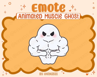 Animated Muscle Ghost Emote - Ghost Emote - Halloween Emote - Spooky Emote - Ghost Emote - Animated Ghost - Flexing Emote - Buff Ghost Emote