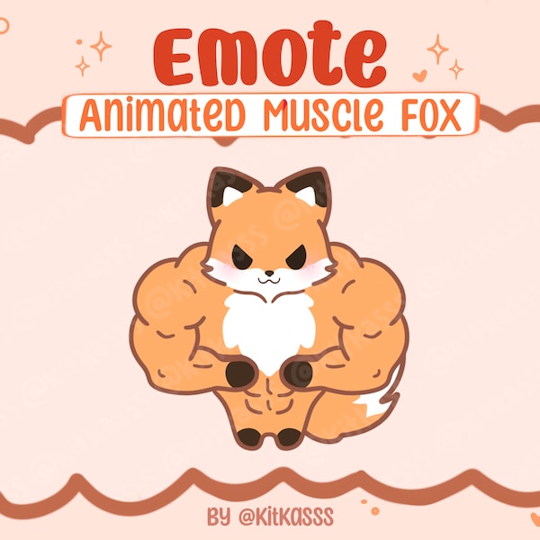 Animated Muscle Fox Emote - Buff Fox Emote - Fox Twitch Emote - Twitch, YouTube, Discord Emotes- Kawaii Cute Fox - Animated Fox - Fox Emote