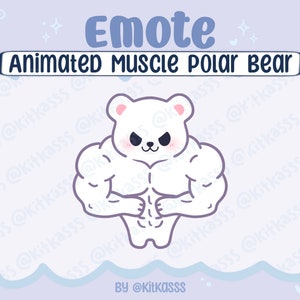 Animated Emote - Animated Muscle Polar Bear Emote - Polar Bear Emote - Twitch Emote - Discord Emote - Bear Emote - Cute Kawaii Polar Bear