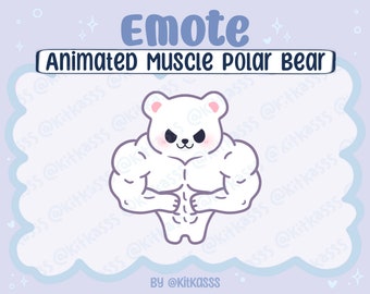 Animated Emote - Animated Muscle Polar Bear Emote - Polar Bear Emote - Twitch Emote - Discord Emote - Bear Emote - Cute Kawaii Polar Bear