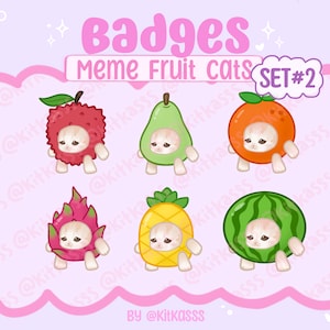 Twitch Meme Fruit Cat Sub/Bit Badges - Fruit Cat Badges - Twitch Badges - Cute Kawaii Cat Badges - Meme Badges - Twitch Sub Badges - Bits