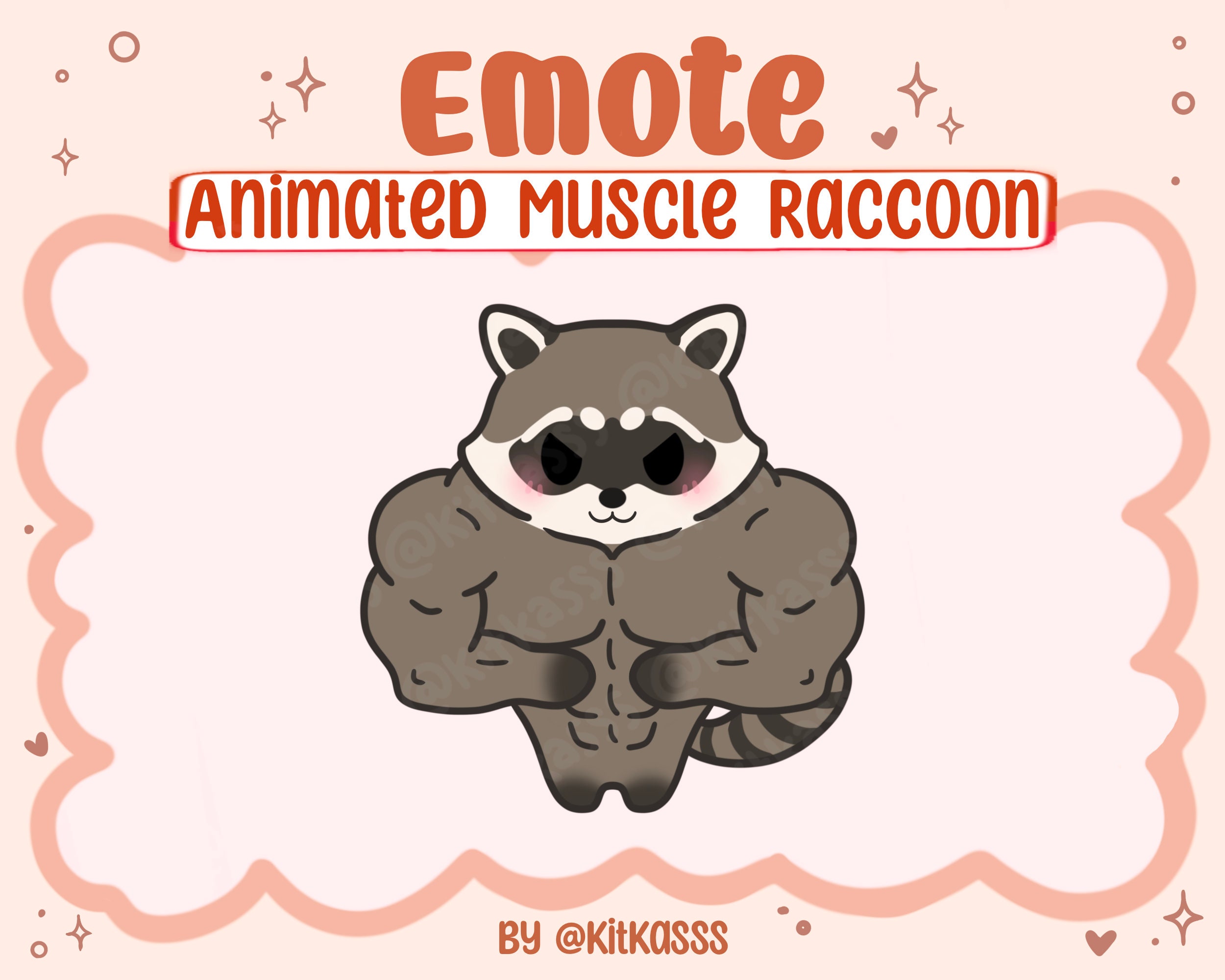 Cute Raccoon Emote - Animated Raccoon Emote - Buff Raccoon Emote - Muscle Raccoon Emote - Raccoon Twitch, YouTube, Discord Emotes - Animated