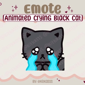 Animated Black Cat Emote - Animated Cat Emote - Cat Emote - Crying Cat Emote - Twitch, YouTube, Discord Emote - Black Cat Emote - Kitty