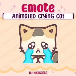 Animated Cat Emote - Cat Emote - Crying Cat Emote - Twitch, YouTube, Discord Emote - Cat Emote - Kawaii Emote - Crying Emoji - Cute Cat