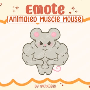 Animated Muscle Mouse Emote - Buff Mouse Emote - Mouse Emote - Flexing Mouse Emote - Twitch Mouse Emote - Cute Kawaii Mouse Emote - Animated
