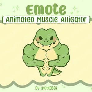 Animated Muscle Alligator Emote - Alligator Emote - Crocodile Emote - Buff Emote - Twitch, YouTube, Discord Emote - Cute Alligator Emote