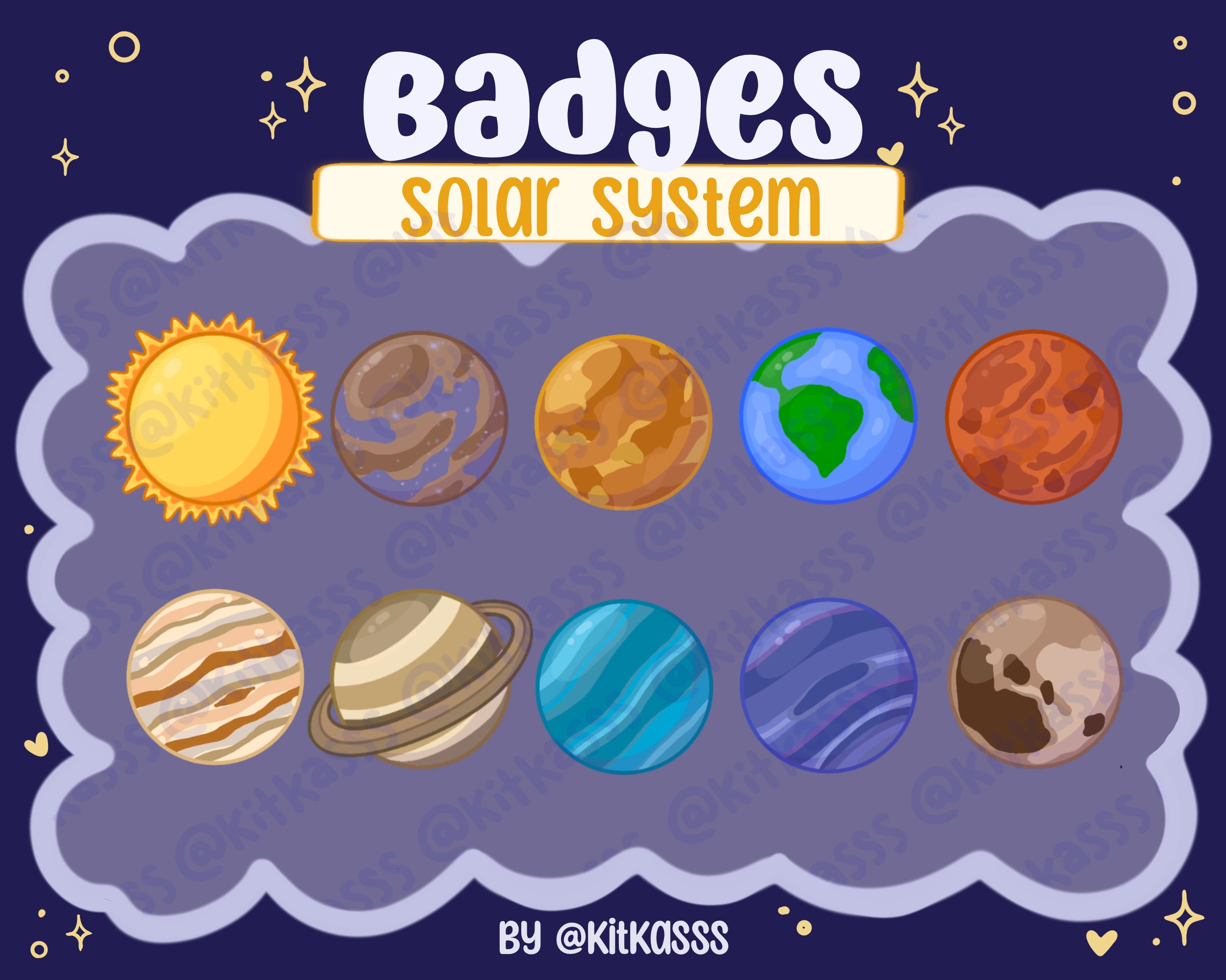 Solar System Twitch Sub Badges Planet Twitch Badges Cute 