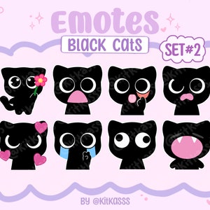かわいい黒猫の絵文字 - ミーム猫の絵文字 - 猫の Twitch、Discord 絵文字 - 黒空猫の絵文字 - おかしい黒猫の絵文字 - 黒猫 - セット #2