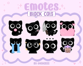 Cute Black Cat Emotes - Meme Cat Emotes - Cat Twitch, YouTube, Discord Emotes - Black Void Cat Emotes - Silly Black Cat Emotes - Black Cats