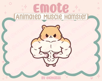 Animated Buff Hamster Twitch Emote - Muscle Hamster Emote - Hamster Emote - Kawaii Cute Hamster - Cute Animated Emote - Hamster Emoji