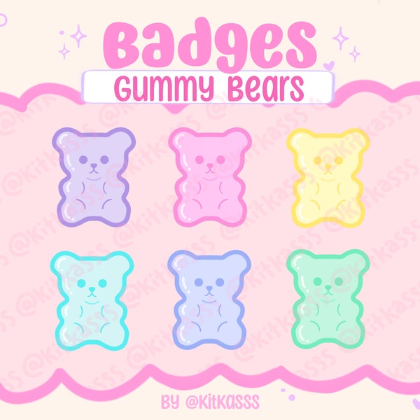 Cute Gummy Bear Twitch Sub/Bit Badges - Cute Kawaii Gummy Bears - Twitch Badges - Gummy Bears - Food Twitch Badges - Candy Badges