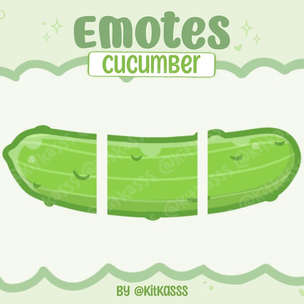 3 part Cucumber Twitch Emote - Cucumber Emote - Pickle Emote - Food Emote - Vegetable Emote - Kawaii Cute Cucumber Emote - Cute Pickle Emote