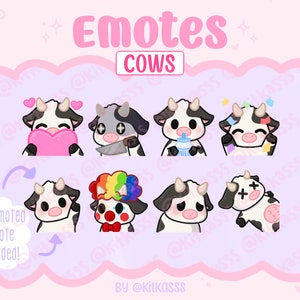 8 Twitch/Discord Emotes - Cow Emotes - Animated Cow Emote - Kawaii Cute Cow Emotes - Cute Twitch, Discord, YouTube Emotes - Cute Cows