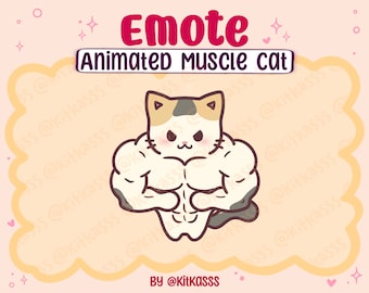 Animated Twitch Emote - Buff Cat Emote - Muscle Cat Emote - Twitch/Discord Animated Emote - Cute Kawaii Cat Emote - Cat Emote - Cat GIF