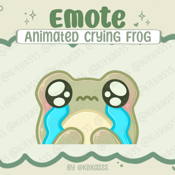 Animated Frog Emote - Crying Frog Emote - Twitch, Discord Crying Frog Emote - Animated Crying Frog Emote - Cute Kawaii Frog Emote