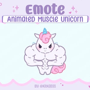 Animiertes Emote - Buff Einhorn Emote - Muskel Einhorn Emote - Twitch/Discord Animiertes Einhorn - Süßes Kawaii Einhorn Emote - Einhorn Emote