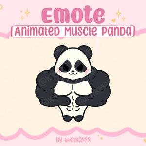 Animierter Muskel Panda Emote - Panda Emote - Panda Twitch Emote - Discord Emote - Animiertes Emote - Süßer Kawaii Panda - Panda Emoji - Animiert
