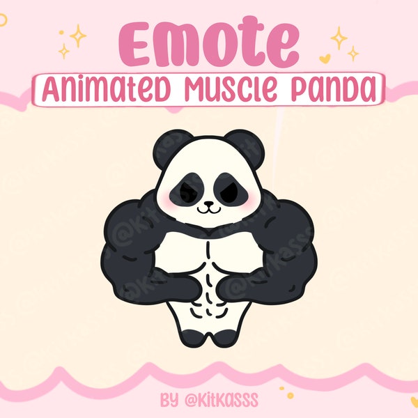 Animated Muscle Panda Emote - Panda Emote - Panda Twitch Emote - Discord Emote - Animated Emote - Cute Kawaii Panda - Panda Emoji - Animated