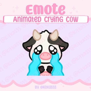Animated Cow Emote - Crying Cow Emote - Cow Emote - Crying Emote - Twitch Emote - Animated Twitch Emote - Twitch, YouTube, Discord Emotes